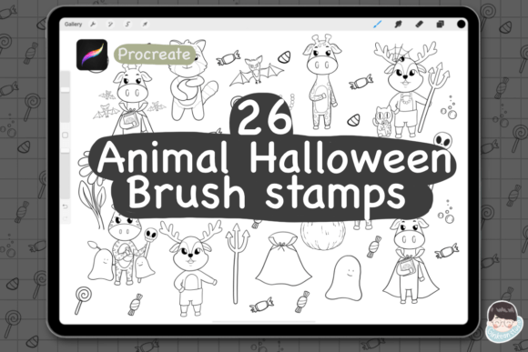 26 Animal Halloween Procreate Stamps: Spooky Fun