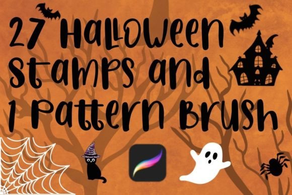 27 Halloween Stamps and 1 Pattern Brush: A Procreate Design Kit