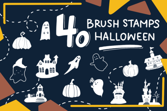 40 Halloween Brush Stamp, Procreate: Spooky Season Design Assets