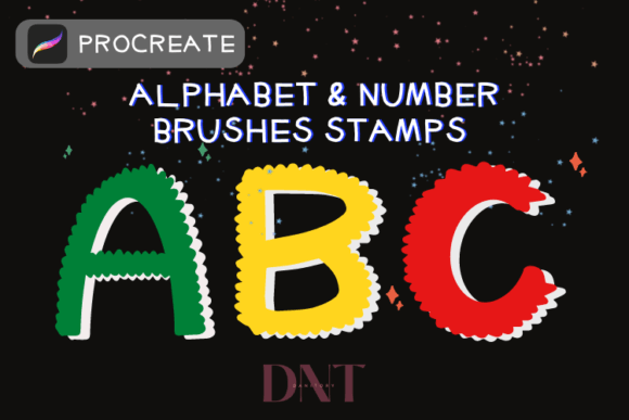 Alphabet & Number Brushes Stamps: A Procreate Game-Changer