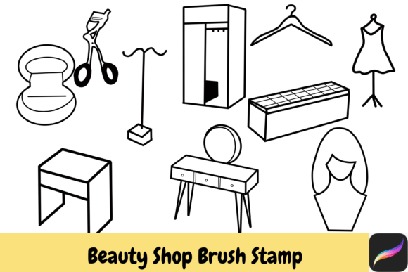 Beauty Shop Procreate Brush Stamps for iPad Creatives