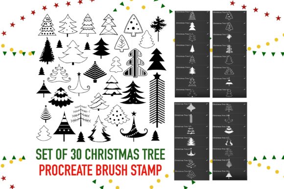 Christmas Tree Stamps Brushes Procreate: 30 Festive Designs for Your Holiday Projects