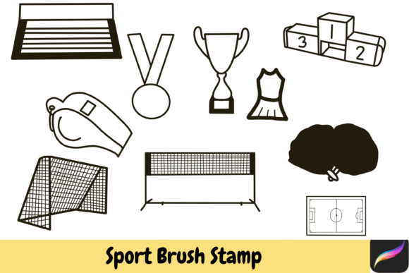 Sport Procreate Brush Stamps for iPad: Elevate Your Game Day Designs