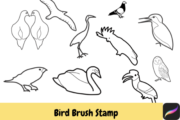 Unleash Your Creativity with Bird Animal Hand Drawn Brush Stamps IPAD
